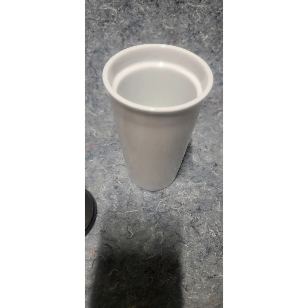 Starbucks‎ White Green Logo Ceramic Travel Tumbler with Side Lid 10oz